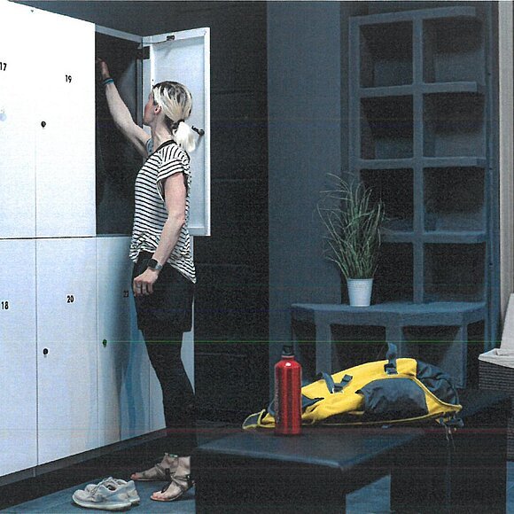 Auf dem Bild sieht man die Umkleiden vom Fitnessstudio.